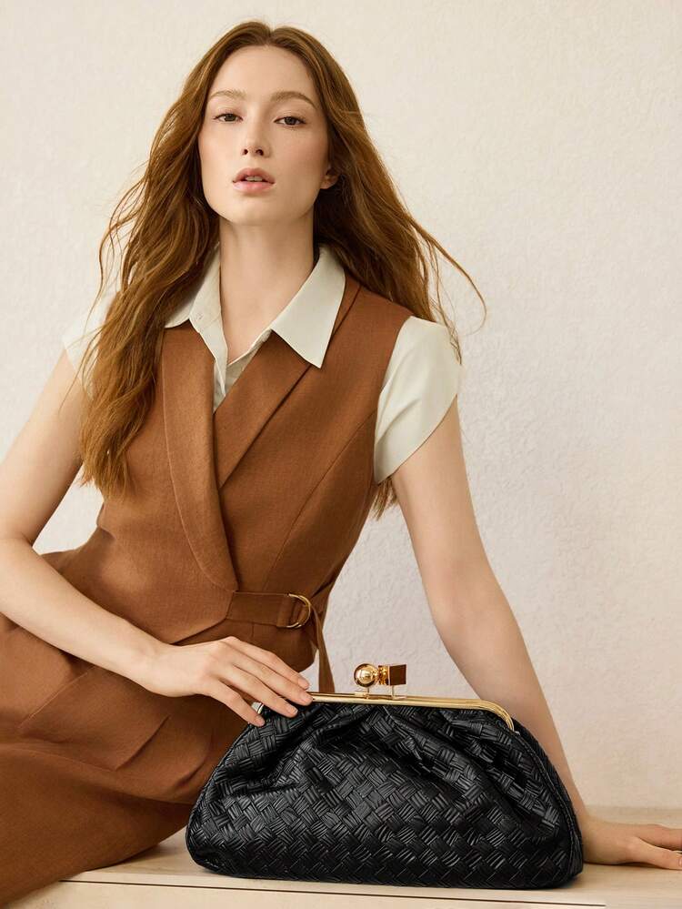 PLAID KISSLOCK CLUTCH