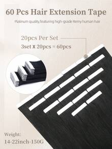 60pcs Tape In Human Hair Extensions Skin Weft Human Hair Tape In Hair On Adhesive Invisible Hair Extensions - S1 - View 4