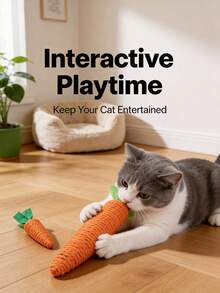 PETSIN 1件宠物用品 - 猫绳玩具、纸绳玩具、胡萝卜猫玩具、猫咪自娱自乐玩具（缓解无聊）、磨爪磨牙玩具 - 橘色 - 查看 5