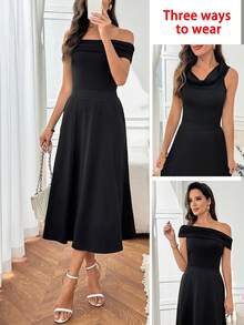 Miaspire Tenue de base quotidienne style américain pour femme, ensemble 2 pièces avec top épaules dénudées et jupe, printemps/été - Noir - Voir 7