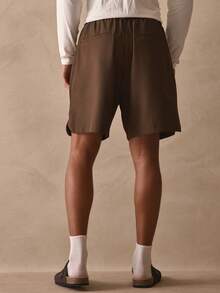 Musero Overlayed Pocket Detail Fabric Belt Shorts Elasticated Waistband Spring Summer Essentials - Brown - View 5