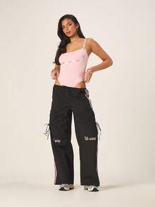 Missguided x Playboy Women's Strappy Pink Bodysuit With Logo Branded Shoulder Straps For Summer Casual Chic Fashion Statement - Pink - View 3