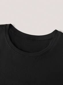 Men's Solid Color Round Neck Short Sleeve Casual T-Shirt, Summer,Breathable/Comfortable ,For Daily Casual,Sports,Vacation Multiple Occasion - Black - View 6