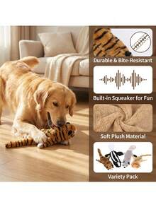 PETSIN Leather Shell Plush Dog Toy With BB Sounds, Interactive Play For Dogs - Multicolor - View 3
