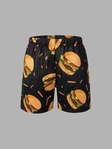 SHEIN Quần bơi/quần short đi biển cho bé trai/thiếu niên, kiểu dáng thường ngày, đa năng, thoải mái, in hình vịt vàng, dáng rộng, lót vải chắp vá. - Nhiều màu - Xem 4