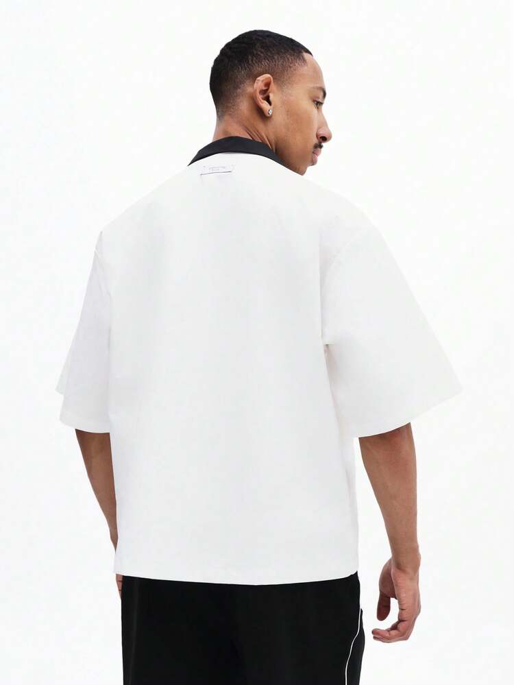 Koszula zapinana na guziki z kontrastowym kołnierzykiem