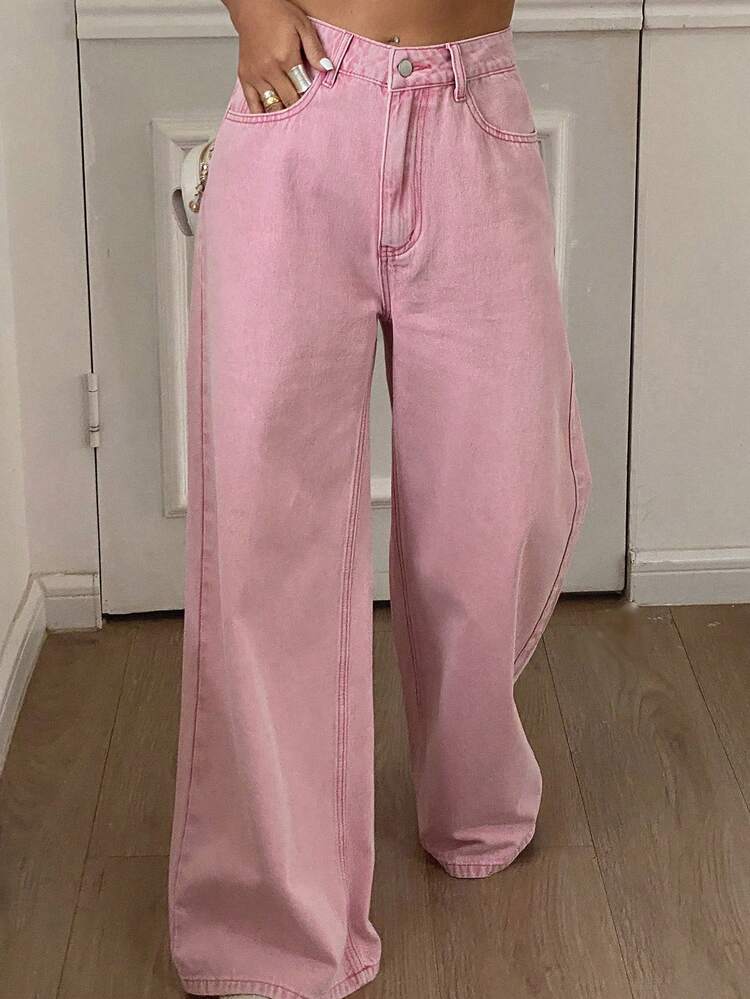 Women's Loose Casual Korean Style Versatile Solid Color Jeans