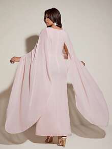 Viva Relle 大码女士优雅浪漫雪纺披肩，适合婚礼宾客、正式礼服、飘逸长裙，春夏皆宜 - 粉色 - 查看 2