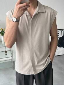 DAZY Khaki Sleeveless Shirt For Men, Summer - Khaki - View 4