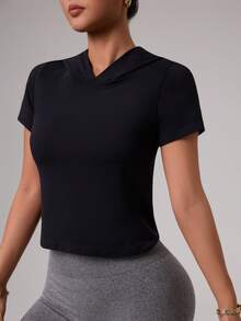 Slayform Women's Sexy Backless Short Sleeve Sweatshirt - Black - View 3