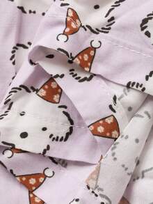 DAZY 快乐小狗印花无袖宽松长裙，女士夏季睡衣 - 紫色 - 查看 7