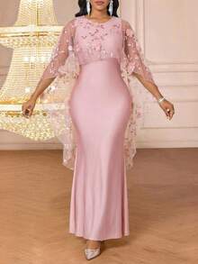 SHEIN Lady 女士时尚派对浪漫修身连衣裙 - 黑色 - 查看 5