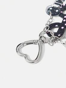 HELLO KITTY AND FRIENDS | SHEIN 1 PC Sweet And Cool Retro Music Style Key Chain, Based On Love-Shaped Metal Buckle, With Glitter Polka Dot Treble Notation Pendant, Tape Shape, Acrylic Pendant And Alphabet Pendant, Can Be Used For Pendant Keys, Decorative Bags, Both Decorative And Collection Value. - Nhiều màu T - Xem 4