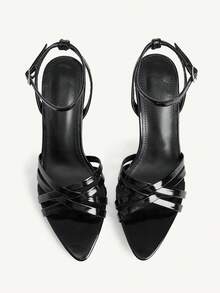 CUCCOO CHICEST Classic Simple Fashion Sexy High Heel Sandals Strap Combination Banquet Party Prom High Heel Sandals - Black - View 4