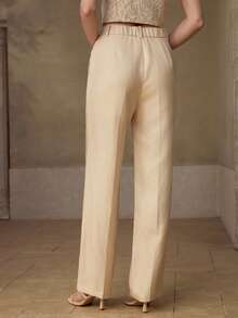 MOTF PREMIUM WOMEN'S LINEN BLEND 7/8 LENGTH SUIT PANTS, CASUAL & DATE WEAR, SPRING/SUMMER - Apricot - View 4