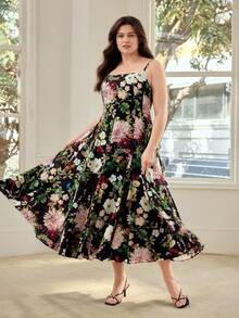 MOTF PREMIUM VESTIDO ELEGANTE DE TALLA GRANDE CON ESTAMPADO FLORAL Y VOLANTES - Multicolor - Ver 4
