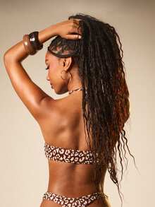 MISSGUIDED Women's Brown Leopard Print Bikini Set With Halter Neck Top And High Rise Cheeky Bottom Two Piece Swimwear For Beach Vacation Pool Party Summer - Brown - View 6