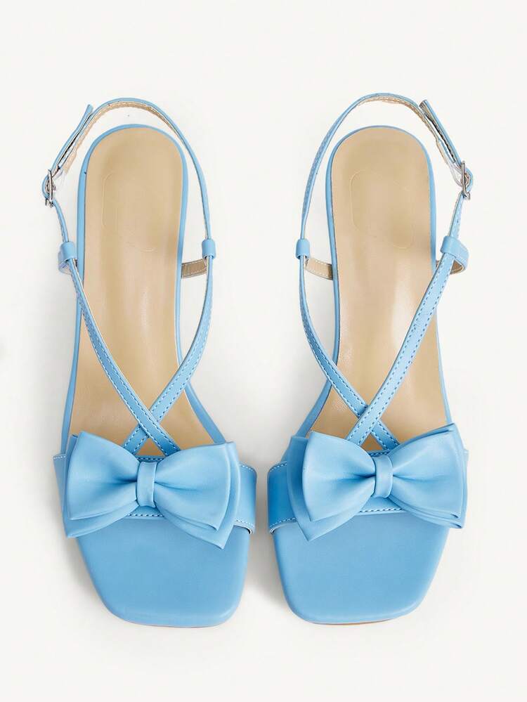CUCCOO CHICEST Mint Blue Square Toe High-Heeled Sandals Women's Thin Heel With Buckle Open-Toe Elegant Sandals Wedding Shoes Spring Shoes Bride Shoes