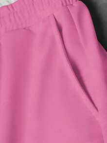 Manfinity Roghcode Men's Casual Sports Letter Print Drawstring Waist Sweatpants - Pink - View 3