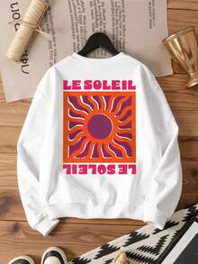 DrmWander Women's Printed Round Neck Long Sleeve Sweatshirt, Vacation Vibe Casual Top - White - View 3