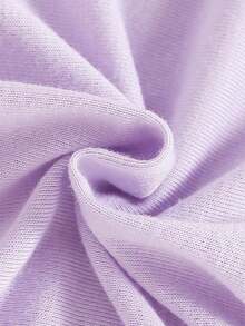 Young Girl' Basic Printed Round Neck Short Sleeve T-Shirt - Mauve Purple - View 3