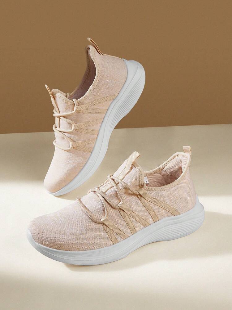CUCCOO EASI Cloud Soft Sole, Women's Integrated Running Shoes, Breathable Mesh Skipping Rope Sneakers, Light Walking Shoes, Walking On The Feet, Soft Elastic Running Shoes, Women's Breathable Sneakers, Gym Training Jogging Shoes, Fashionable Light-Colored, Integrated Street Jogging, Retro Casual Style
