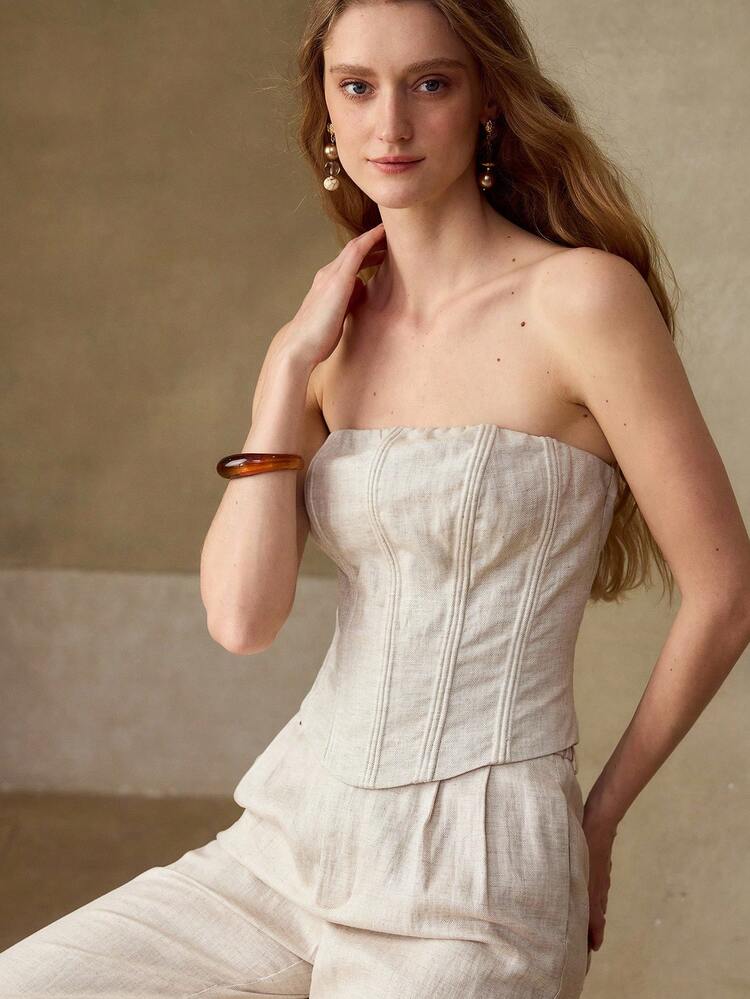 WOMEN'S LINEN BLEND CASUAL/DATE TUBE TOP