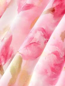 SHEIN MOD 女士时尚印花露背系带中长连衣裙 - 粉色 - 查看 8