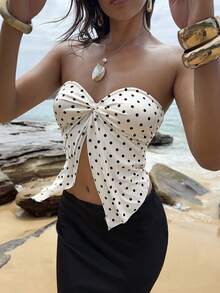 Opulessa Women's Knit Striped Bandeau Top, Suitable For Beach Vacation, Casual, Holiday ,Going Out, Party, Beach - Multicolor - View 1