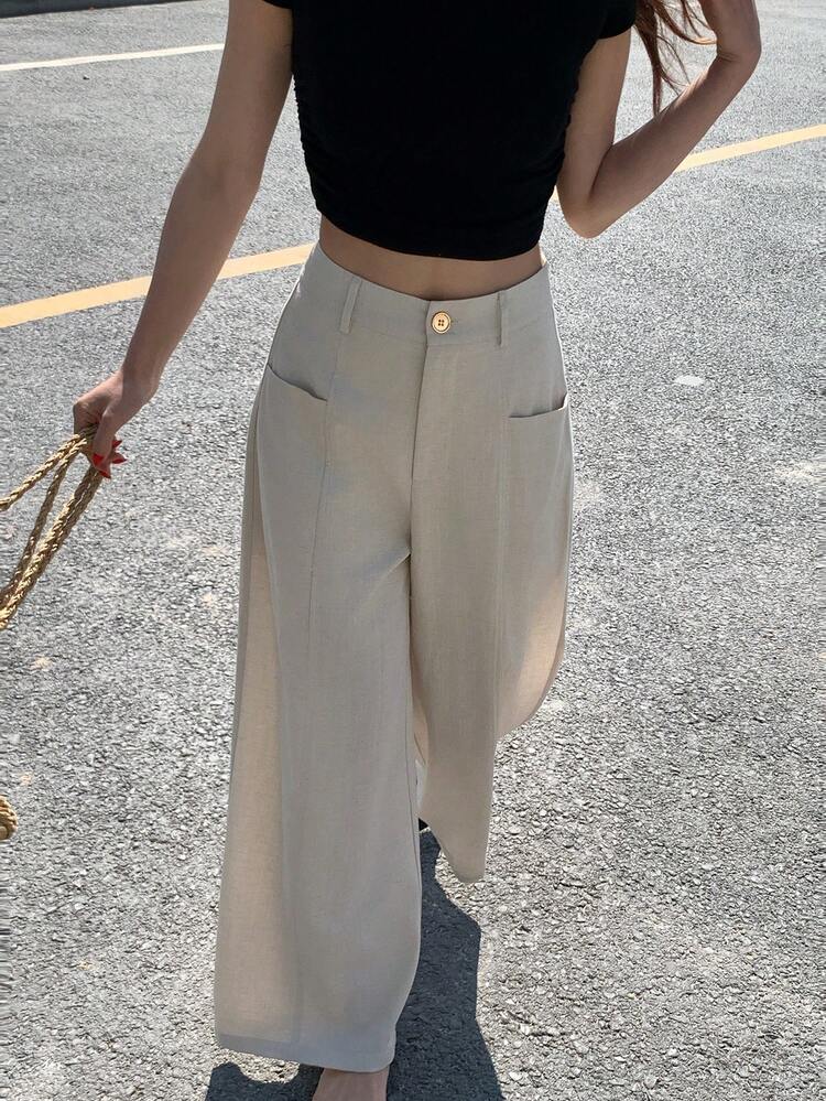 Women's Solid Color Casual Korean Style Versatile Loose Pants