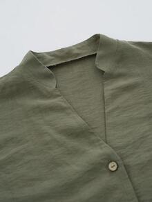 Aalyst 都市时尚休闲度假新款女士橄榄绿V领无袖系带流苏装饰阔腿裤，适合日常穿着、婚礼、正式场合、通勤、毕业派对、假日、约会、聚会、万圣节、圣诞节、新年、感恩节、婚礼女士两件套 - 綠色 - 查看 7