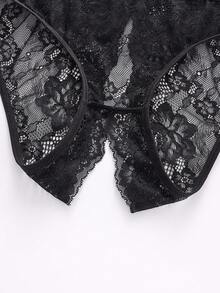 SpicyHot 1件女士性感黑色蕾丝内裤 - 黑色 - 查看 6