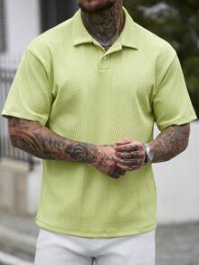 Manfinity CasualCool Áo polo nam tay ngắn màu trơn, kiểu dáng thường ngày, thích hợp cho mùa hè. - màu xanh lá - Xem 4