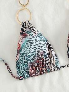 Swim SXY Bộ bikini hai mảnh gợi cảm kiểu Âu-Mỹ dành cho nữ, đồ bơi cổ yếm cổ chữ V sâu táo bạo và phá cách với trang trí vòng kim loại, họa tiết da báo pha trộn, quần bikini buộc dây bên hông, thích hợp cho tiệc bãi biển ngoài trời mùa hè, đồ bơi đi nghỉ mát, bikini dự tiệc bể bơi, bikini họa tiết động vật thẩm mỹ, bộ bikini, bikini họa tiết động vật trừu tượng, bikini cổ yếm, đồ bơi, bikini đi club, bộ bikini 2580198 Bikini nữ, bộ đồ bơi hai mảnh cho nữ, đồ bơi cho nữ - Nhiều màu - Xem 6