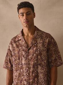 Musero Oversized Revere Collar Short Sleeve Dropped Shoulder Top Button Through All Over Print Shirt Spring Summer Essentials Holiday - Multicolor - View 2