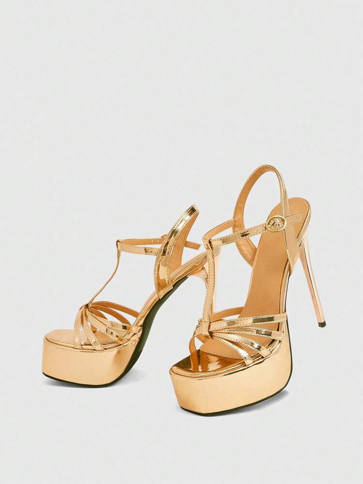 CUCCOO LuxiPop Sexy Fashion Stiletto High Heel Waterproof Platform Women's High Heel Sandals, Suitable For Halloween, Christmas, Party, Nightclub, Thick Bottom Shoes, Vacation Outfit, Travel Essential, 2000s Style