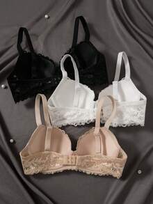 3件套性感蕾丝文胸套装（女士） - 彩色 - 查看 2