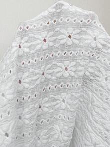SHEIN Quần bầu ống rộng, màu trơn, chất liệu có họa tiết. - trắng - Xem 5
