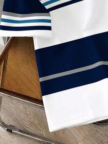 Manfinity Joysei Men's Summer Casual Contrasting Stripe Short Sleeve T-Shirt - White - View 4