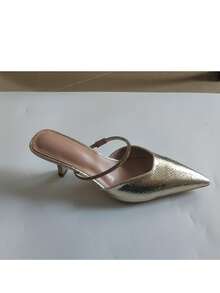 CUCCOO SZL 女士尖头优雅通勤高跟穆勒鞋 - 金色 - 查看 7