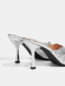 CUCCOO TILAWA Giày sandal cao gót lấp lánh, thanh lịch dành cho nữ, thích hợp cho mùa hè. - Bạc - Xem 9
