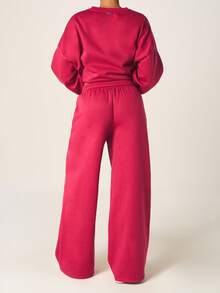 Missguided x Playboy Quần jogger nữ ống rộng có dây rút, in logo, túi bên hông, kiểu dáng thoải mái, thích hợp mặc ở nhà. - Gỗ đỏ - Xem 3