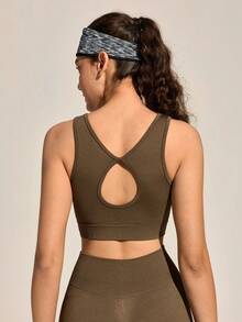 Exploreva Sutiã Esportivo Sem Costura para Mulheres; Design Sem Costas em Formato de Lágrima; Versátil; Adequado para Mulheres; Adequado para Fitness, Yoga e Corrida ao Ar Livre - Castanho - Visão 2