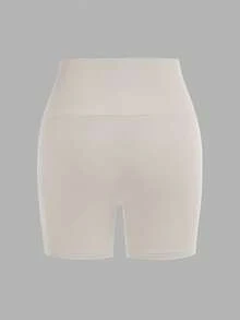 SHEIN Girlism Bộ đồ 3 món màu trơn, dáng ôm, thoải mái, cạp rộng, dành cho bé gái tuổi teen, gồm áo và quần short. - màu nâu - Xem 4