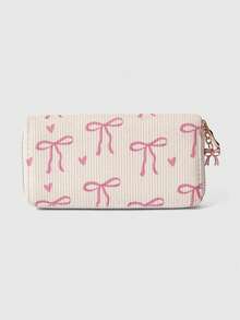 ROMWE Kawaii 秋冬季粉色蝴蝶结毛绒短钱包 - 蝴蝶結 - 查看 1