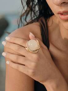 Opalesca Anillo de resina con cuerda elástica de oro mate - Oro tonto - Ver 3