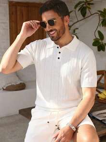 Manfinity Mode Áo len nam dệt kim kiểu dáng thời trang, màu trắng, dành cho người yêu thích phong cách thời trang châu Âu và Mỹ. - trắng - Xem 6