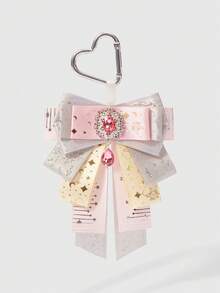 ROMWE Kawaii Pink Star Music Note Ribbon Bow Bag Pendant - Pink - View 4