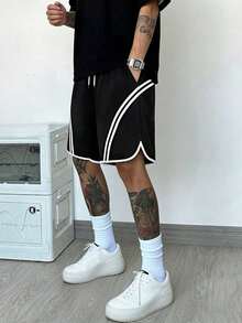 Manfinity Hypemode 男士时尚新款百搭休闲短裤 - 黑色 - 查看 5