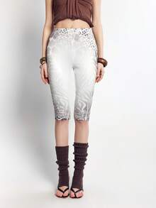 Bloopia 女士渐变印花时尚七分裤，夏季 - 彩色 - 查看 3